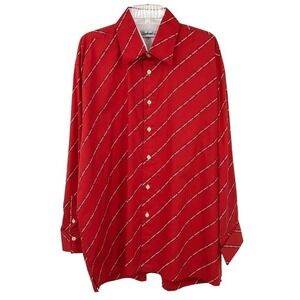 Vintage Elephant Men’s Button Up Shirt Size XL Philadelphia All Over Script Red